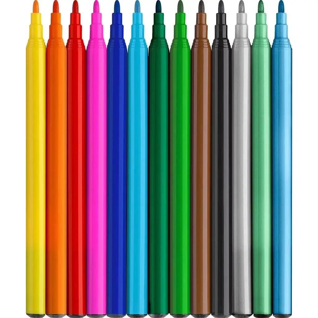 Фломастери Faber-Castell Динозавр 10 кольорів + 3 металика + наклейки у картонній коробці (32962) - фото 3
