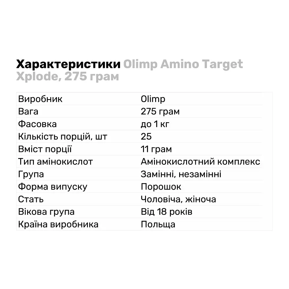 Амінокислота Olimp Amino Target Xplode Лимон 275 г - фото 2