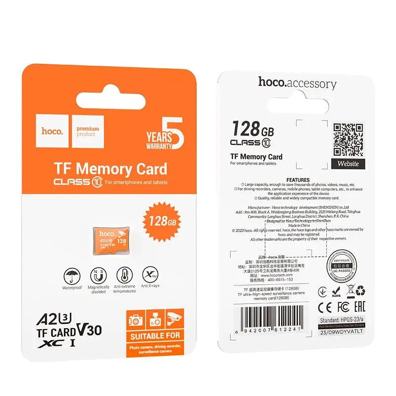 Карта памяти Hoco microSD (TF) Ultra-High-Speed ​​Surveillance Camera Memory Card 128GB CL10 - фото 2