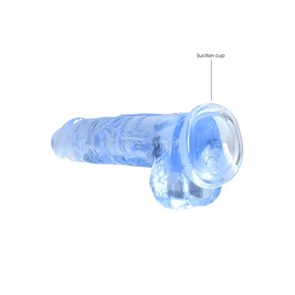 Фалоімітатор RealRock Crystal Clear 8" 21 см (блакитний) - фото 3