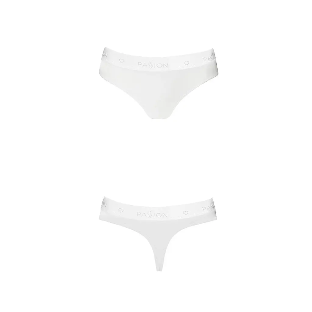 Трусики-бразиліана з бавовни Passion PS005 PANTIES M, white - фото 5
