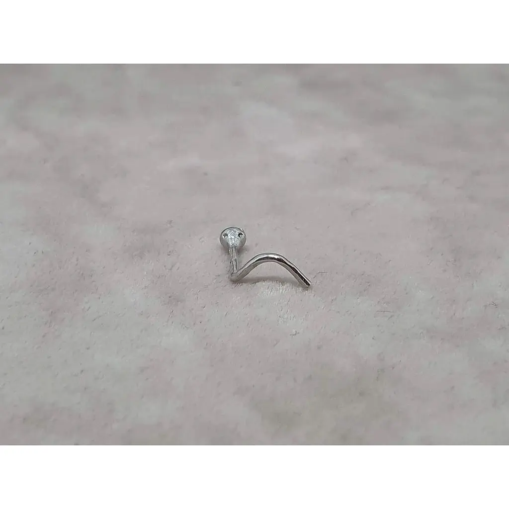 Золотая серьга-пирсинг Астор в нос с фианитом. 2182525Б - фото 4