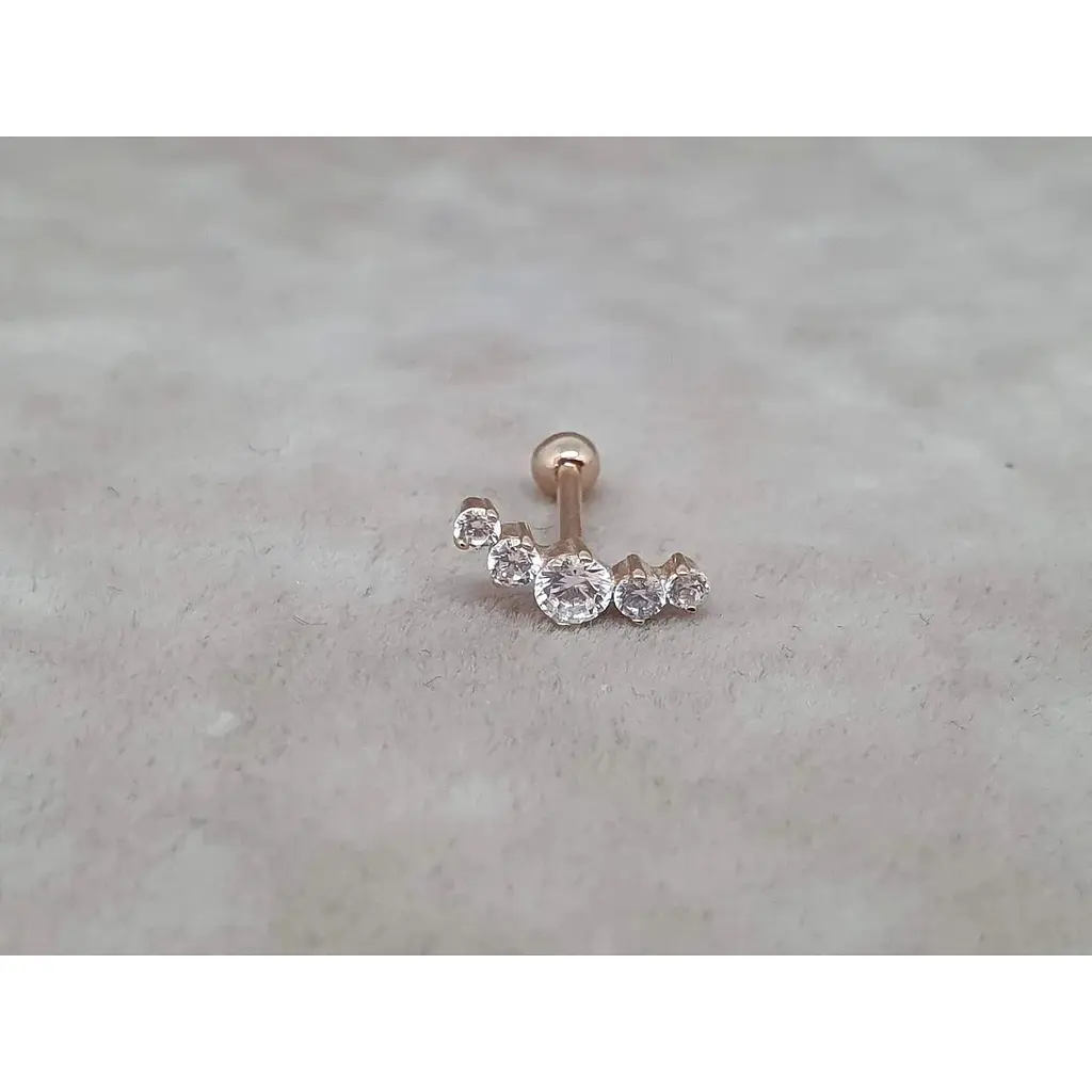 Золотая серьга для пирсинга хеликса Ирий с фианитами. З40001ШТ - фото 3