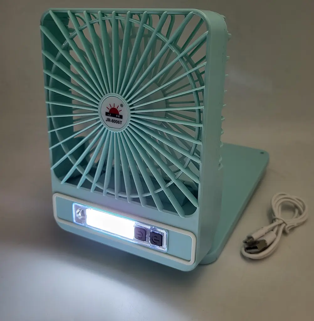 Вентилятор акумуляторний (знімний 18650) із сонячною панеллю від USB Портативний настільний вентилятор з LED лампою діаметр 16см для охолодження будинку та робочого місця Fan UKC JR 8006T - фото 4