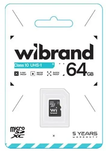 Карта пам'яті microSDXC, 64Gb, , Class10 UHS-I U1 Wibrand teh0028479 - фото 2