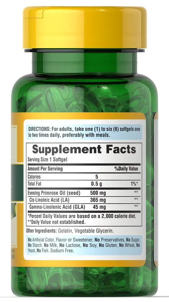 Олія вечірньої примули Puritan's Pride Evening Primrose Oil 500 мг 100 гел капс - фото 2