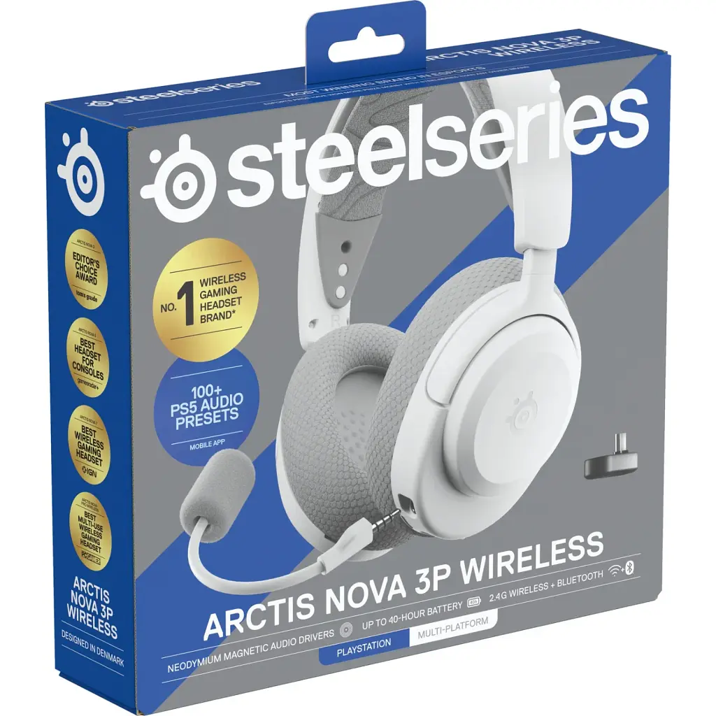 Ігрова гарнітура SteelSeries Arctis Nova 3P Wireless MultiPlatform White (61687) - фото 6