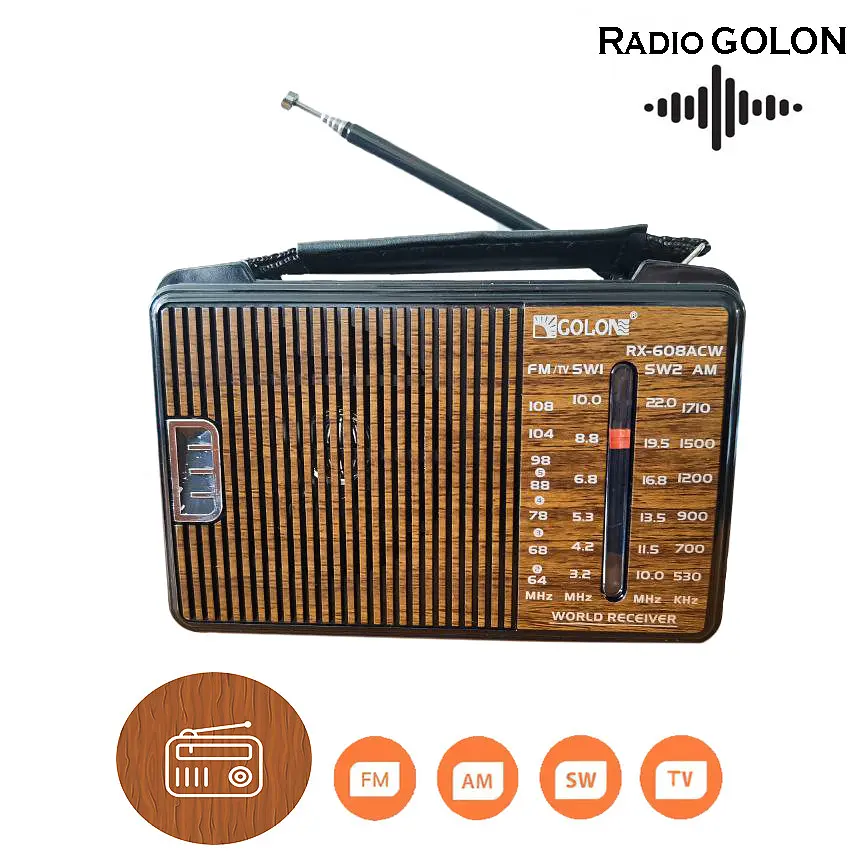 FM радіоприймач переносний Golon RX-608ACW FM приймач радіо чорний - фото 2