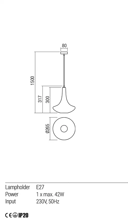 Подвесной светильник Redo DECANTER SU 1X42W E27 D265 CHAMPAGNE SHADOW (5.1.1) 01-1622 - фото 3