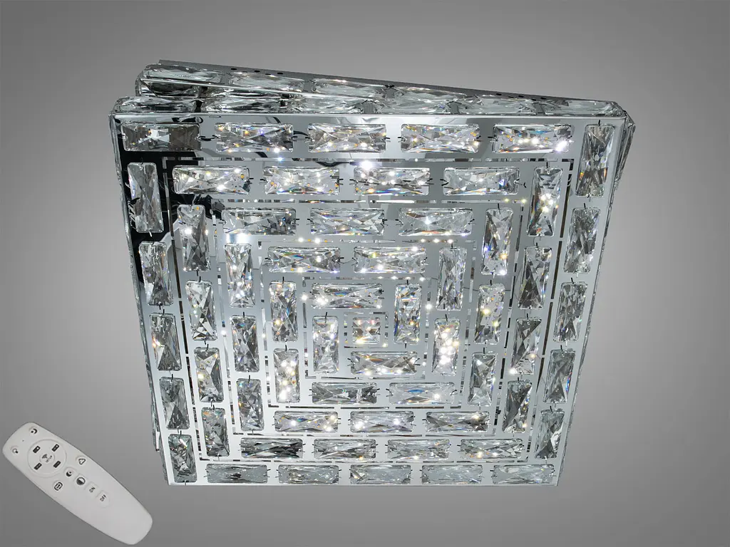 Елегантна кришталева стельова LED-люстра квадратної форми Diasha 7737/500x500CH, 82W, 4510 lm - фото 2