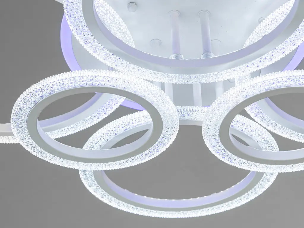 Стельова LED-люстра з пультом, диммером та підсвічуванням 105 Вт Diasha 2408/6WH LED 3color dimmer - фото 5
