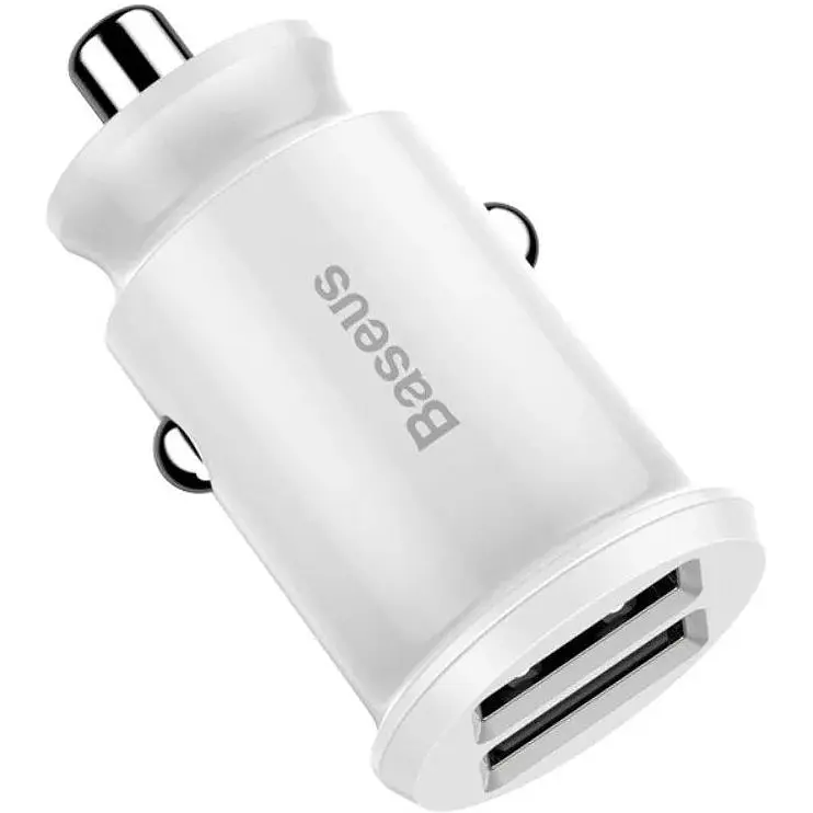 Автомобільний зарядний пристрій Baseus С8-K Grain Mini Smart Car Charger 3.1A 2хUSB White (651162372) - фото 4