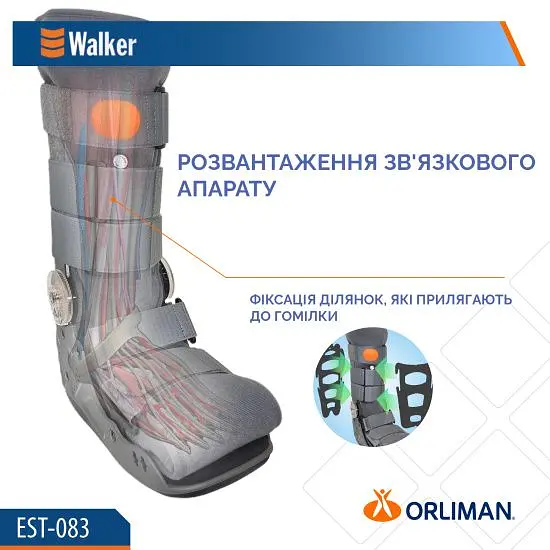 Чобіт Walker з регулюванням кута в гомілковостопному суглобі підкачується EST-083 Orliman Розмір взуття L/3: до 45 (висота: 40,5 см) - фото 9