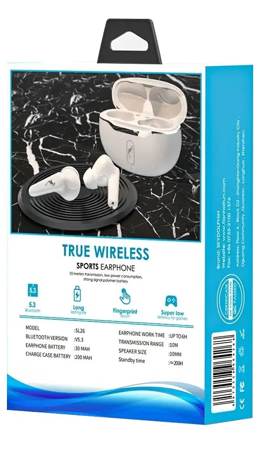 Bluetooth-гарнітура SkyDolphin TWS SL26 Білий (SDBTE-000189) - фото 3
