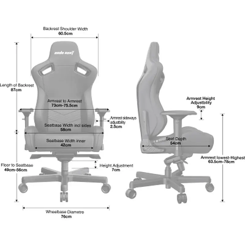 Крісло ігрове Anda Seat Kaiser 2 Size XL Black (AD12XL-07-B-PV-B01) - фото 11