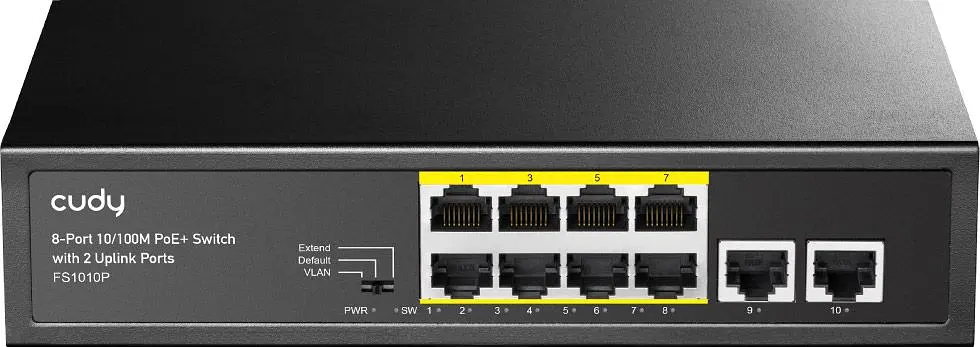 Коммутатор Cudy FS1010P, 8 портовый 10/100M PoE+ Switch with 2 Uplink Ports 120W (FS1010P) - фото 5
