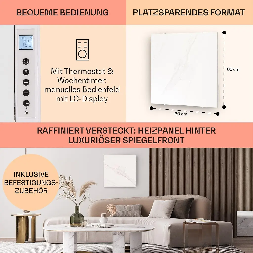 Инфракрасный обогреватель Klarstein Santorini Smart 500 Вт (10041818) - фото 6