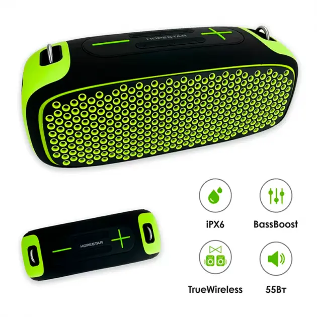 Бездротова акумуляторна Bluetooth 5.0 колонка Bass Boost бумбокс 55W Hopestar A30 - фото 2