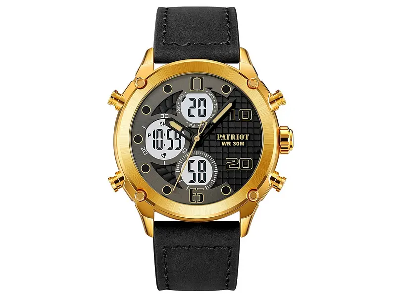Чоловічий наручний годинник 017LGDWT Gold-White Leather Patriot acs0030985 - фото 2