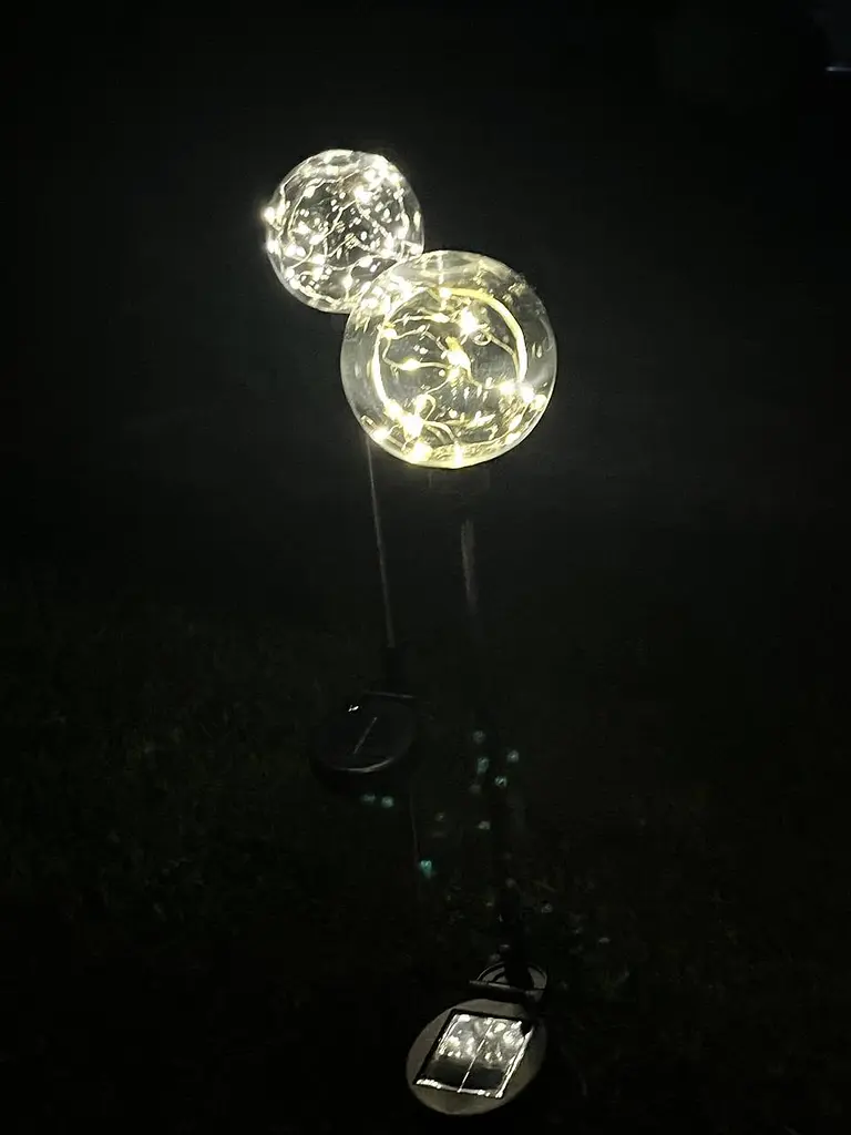 Садовий світильник 2 шт SunLamp 10501 на сонячній батареї куля 20см 20 LED тепло-біле світло - фото 7