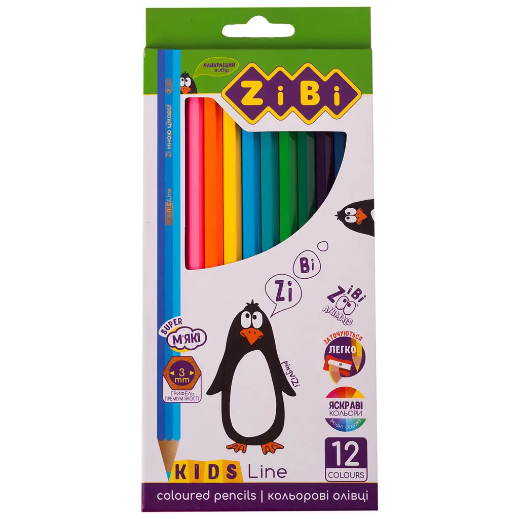 Олівці кольорові ZiBi KIDS Line 12 кольорів (ZB.2414)