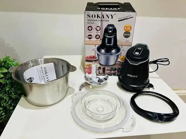 Многофункциональный мини-блендер измельчитель Sokany SK-7020 чаша 2л 400Вт Серый/Черный - фото 6