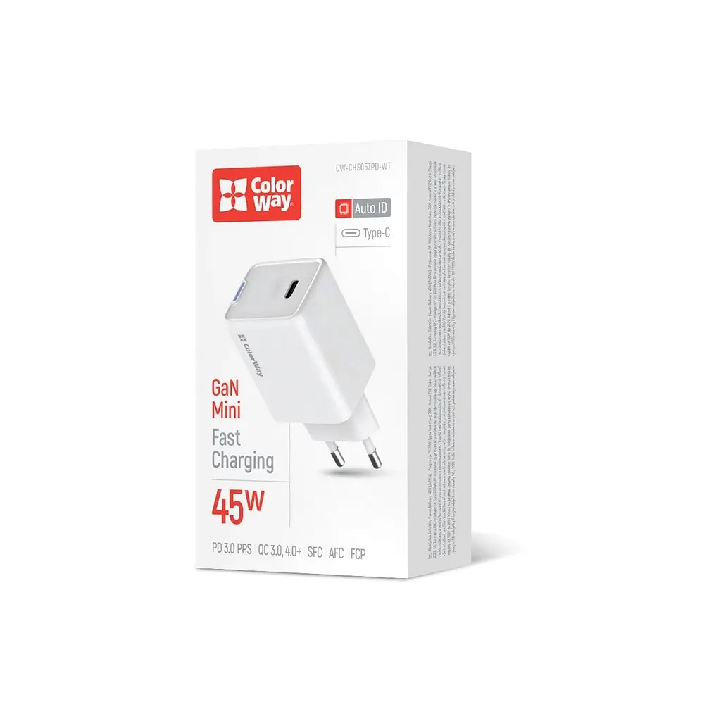 Зарядний пристрій ColorWay GaN Mini 45W PD Port PPS USB-C white (CW-CHS057PD-WT) - фото 7