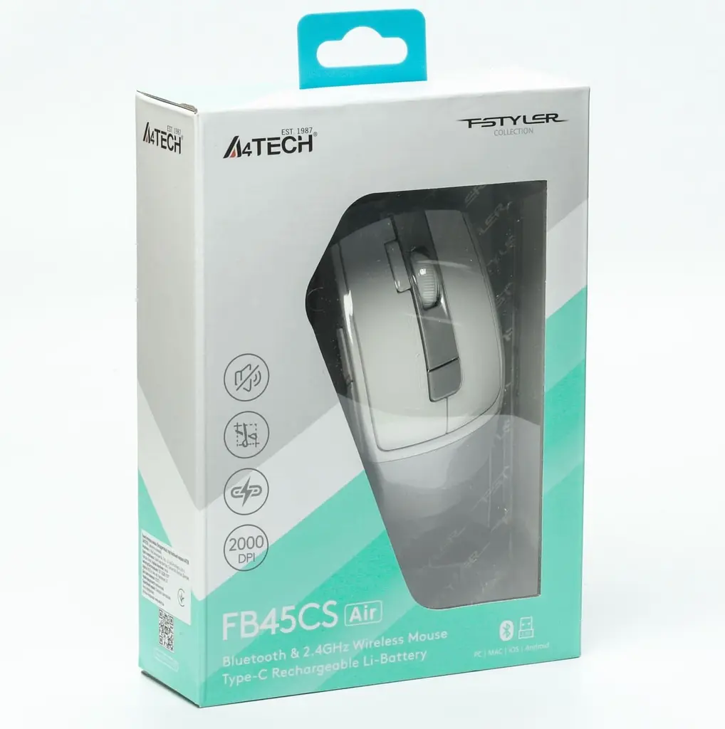 Миша A4Tech Fstyler FB45CS Air Wireless Silver White (FB45CS Air Silver White) - фото 8