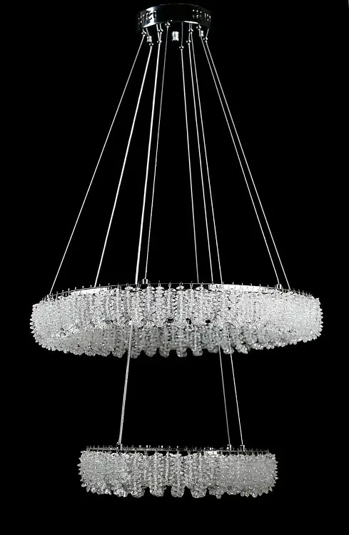 Двоярусна підвісна кришталева люстра L33038/600+400/2 LED (CH) - хром, 182 Вт, діаметр 60 см, від 16 до 25 м2 - фото 2