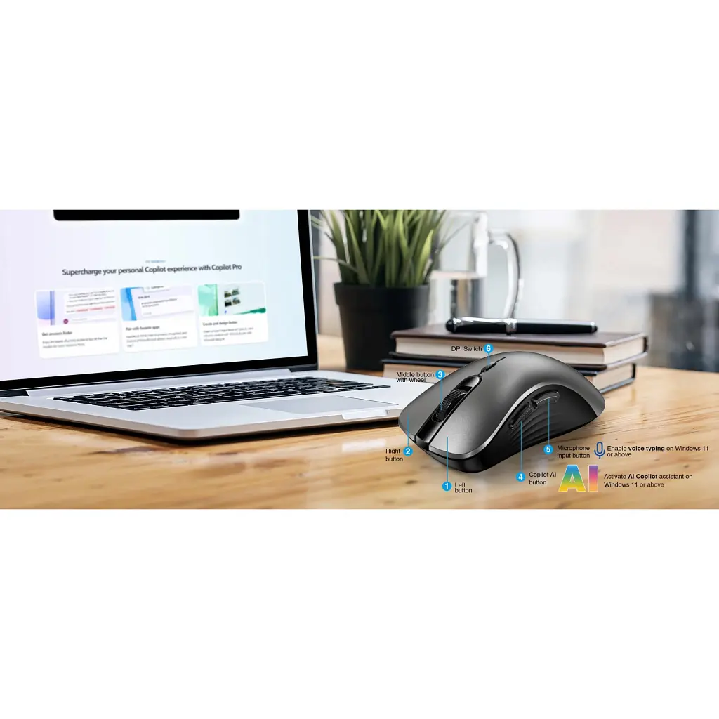 Мишка Genius Ergo 8100S AI Silent Wireless Grey (31030040404) - фото 7