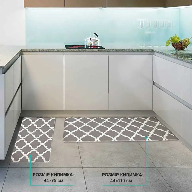 Коврики кухонные набор Lovely Svi 2 шт: 44x74 x1 см и 44 x119 x1см Серый    - фото 4