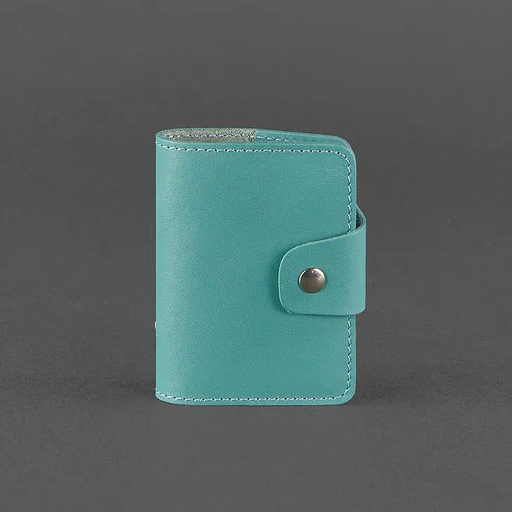 Жіночий шкіряний кард-кейс 7.1 (Книжечка) бірюзовий - фото 6