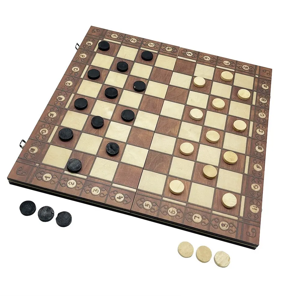 Набір настільних ігор "Шахи, нарди, шашки 3 в 1" Set1 NE-LG-11 ігрове поле 40х40 см - фото 5