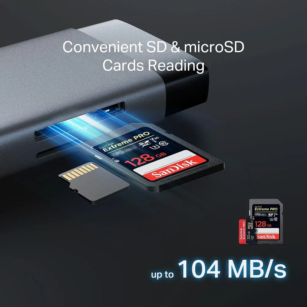 TP-Link Хаб USB UH9120C USB-C > 3xUSB3.0/1xUSB-C/xHDMI/1xRJ45/1xSD/1xmicroSD/1xPD 100Wh - фото 8