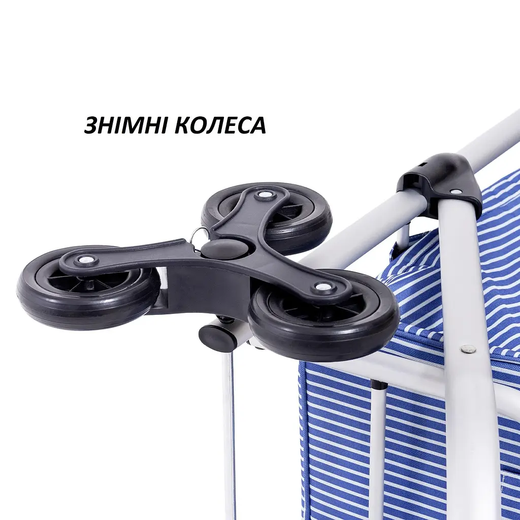 Сумка візок Casa Si Stairs 42 л 6 коліс StarClimber алюмінієвий каркас термокишеня синя в білу смужку Blue Stripes - фото 5