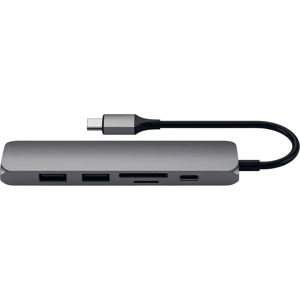 Адаптер Satechi Aluminum Type-C Slim Multi-Port Adapter 4K V2 Space Gray (ST-SCMA2M) - фото 3