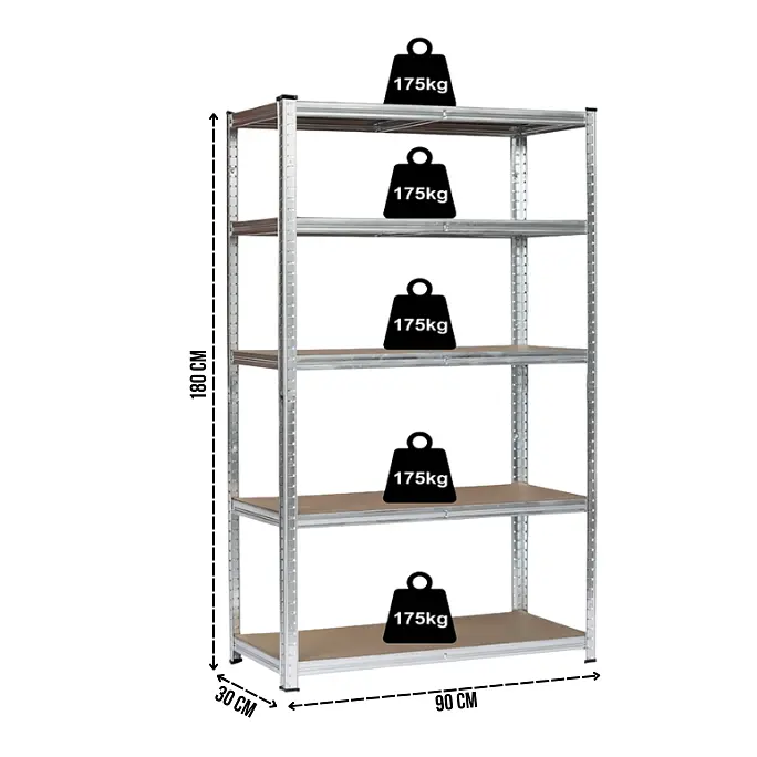 Стелаж LEOBRO Premium 180 х 90 х 30 см, 175кг/полиця, 5 полиць (LB-R103) - фото 2