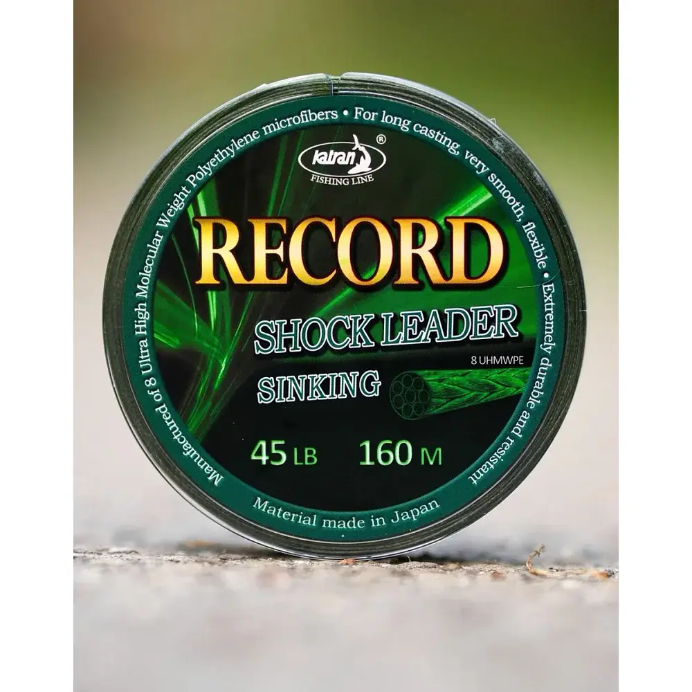 Шоклідер Katran Record Braided Shock-Leader 80m (dark green) 0.40mm 60lb - фото 3