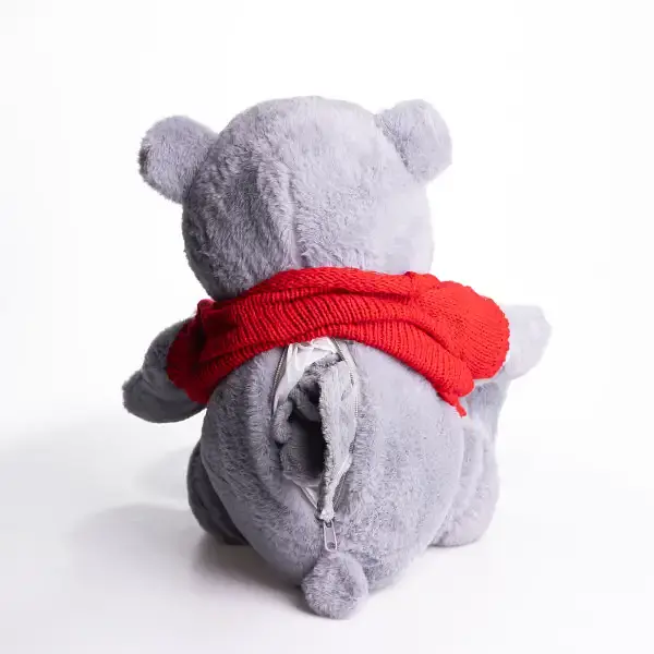Мягкая игрушка с пледом 110х140 см Мишка Тедди в красном свитере серый детский плюшевый плед игрушка подушка детская ТМ COLORFUL HOME 509-35GR - фото 4