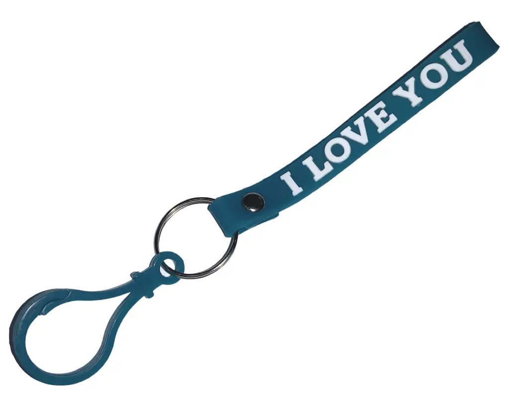 Брелок/браслет I LOVE YOU із пластиковим карабіном 16 см бірюзовий