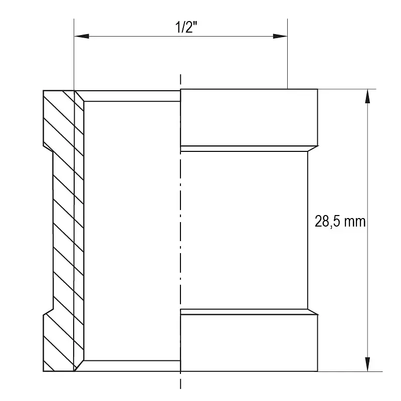 З'єднувальна муфта Koer Kf.C06.Wn - 1/2'' (Без нікелю) KR3025 - фото 3