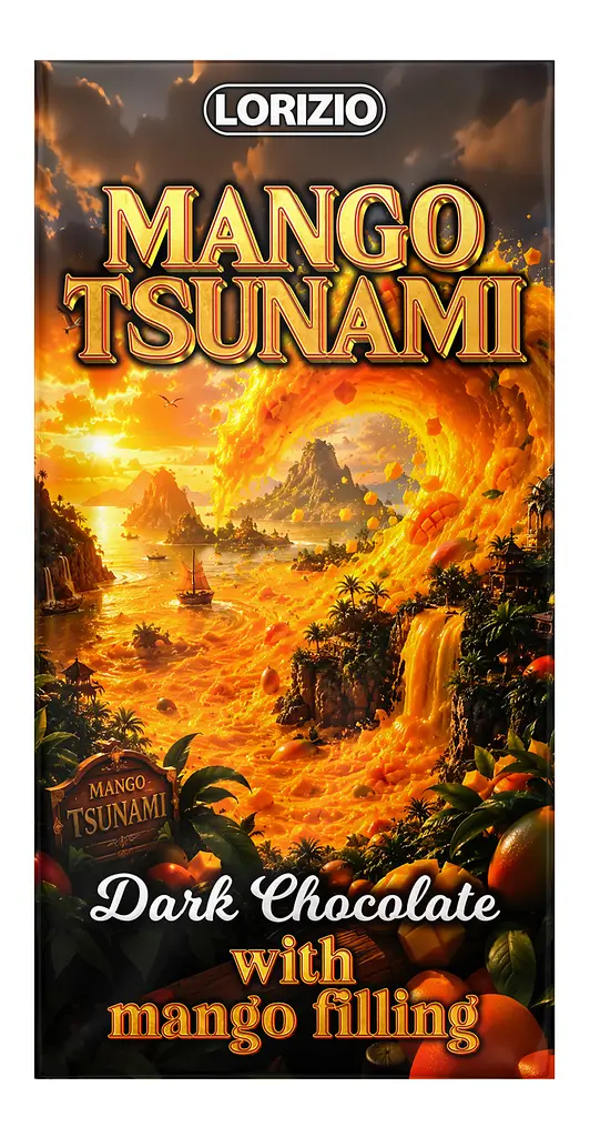 Шоколад чорний Lorizio з манговою начинкою "MANGO TSUNAMI" 200 г - фото 3