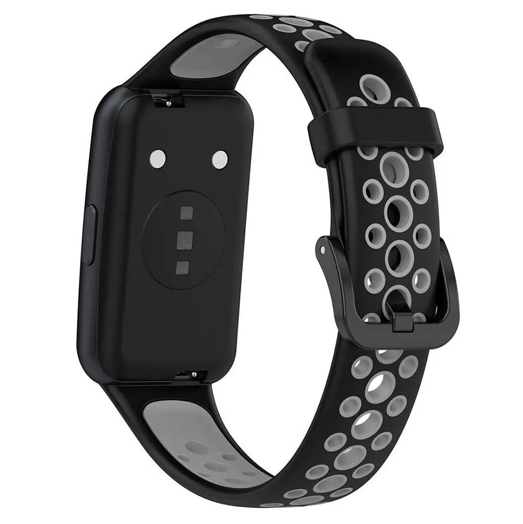 Силиконовый ремешок Primolux Perfor Classic для фитнеса браслета Huawei Band 7- Black Grey - фото 2