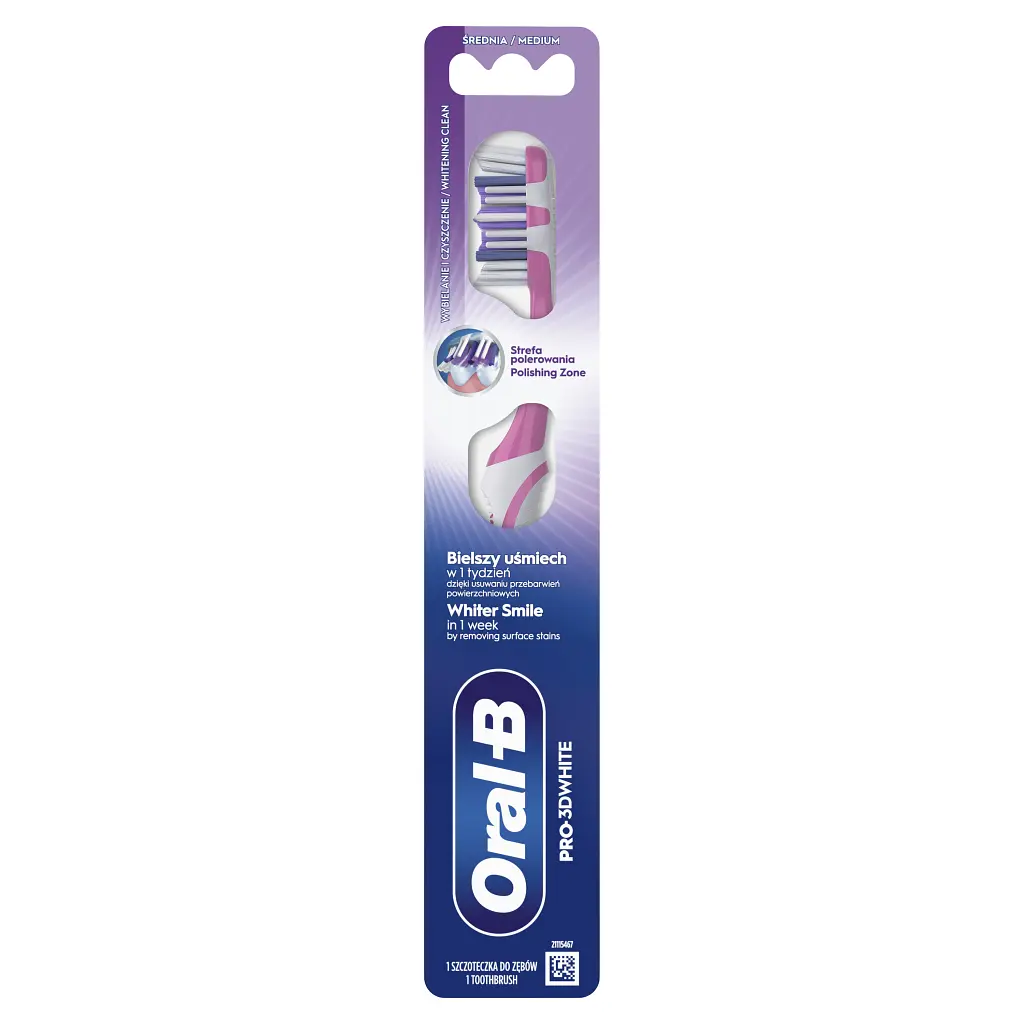 Зубна щітка Oral-B Pro 3D White Відбілювання Середньої жорсткості 1 шт. (8700216459518) - фото 2