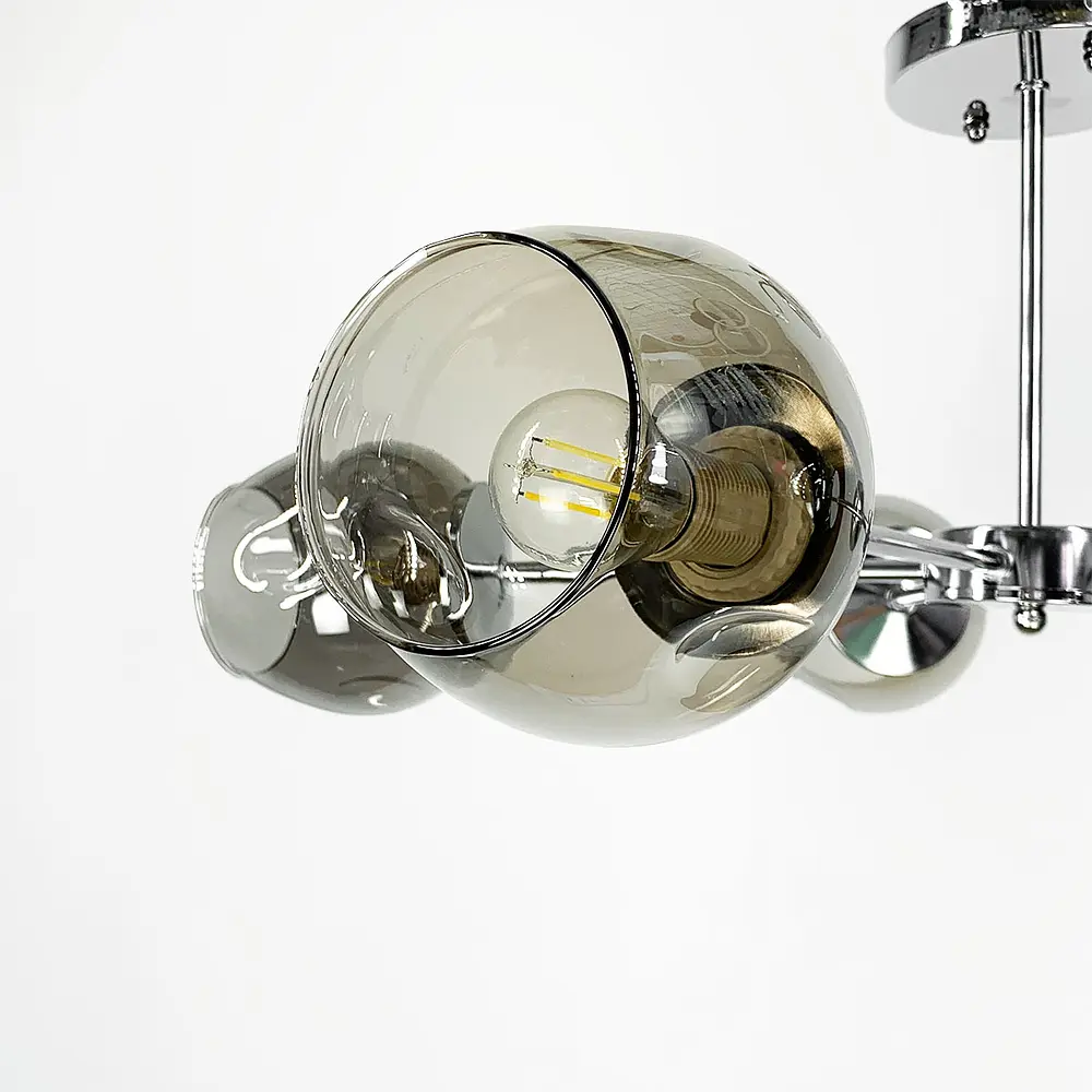 Современная потолочная люстра в хроме на 5 плафонов Line.F 91069/5 CR - фото 4