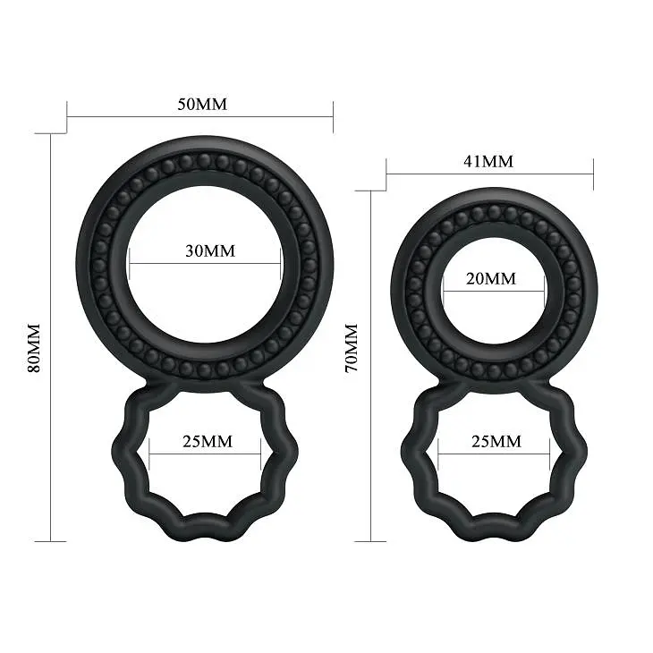 Ерекційне кільце Baile Cock Rings, набір 2 шт (чорний) - фото 6