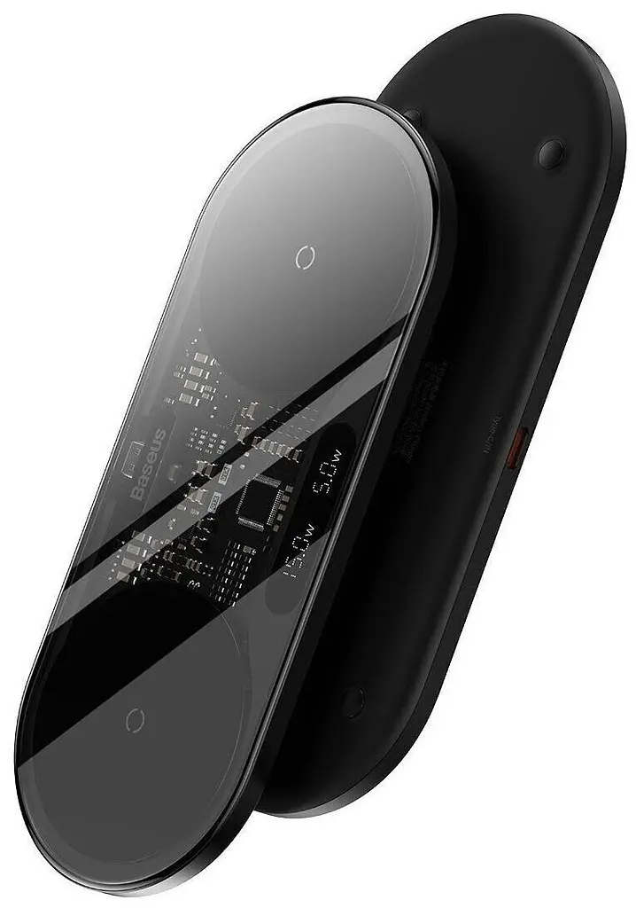 Беспроводное зарядное устройство Baseus Digital LED Display 2in1 Wireless Charger 20W (WXSX010101) Black [78283] - фото 4