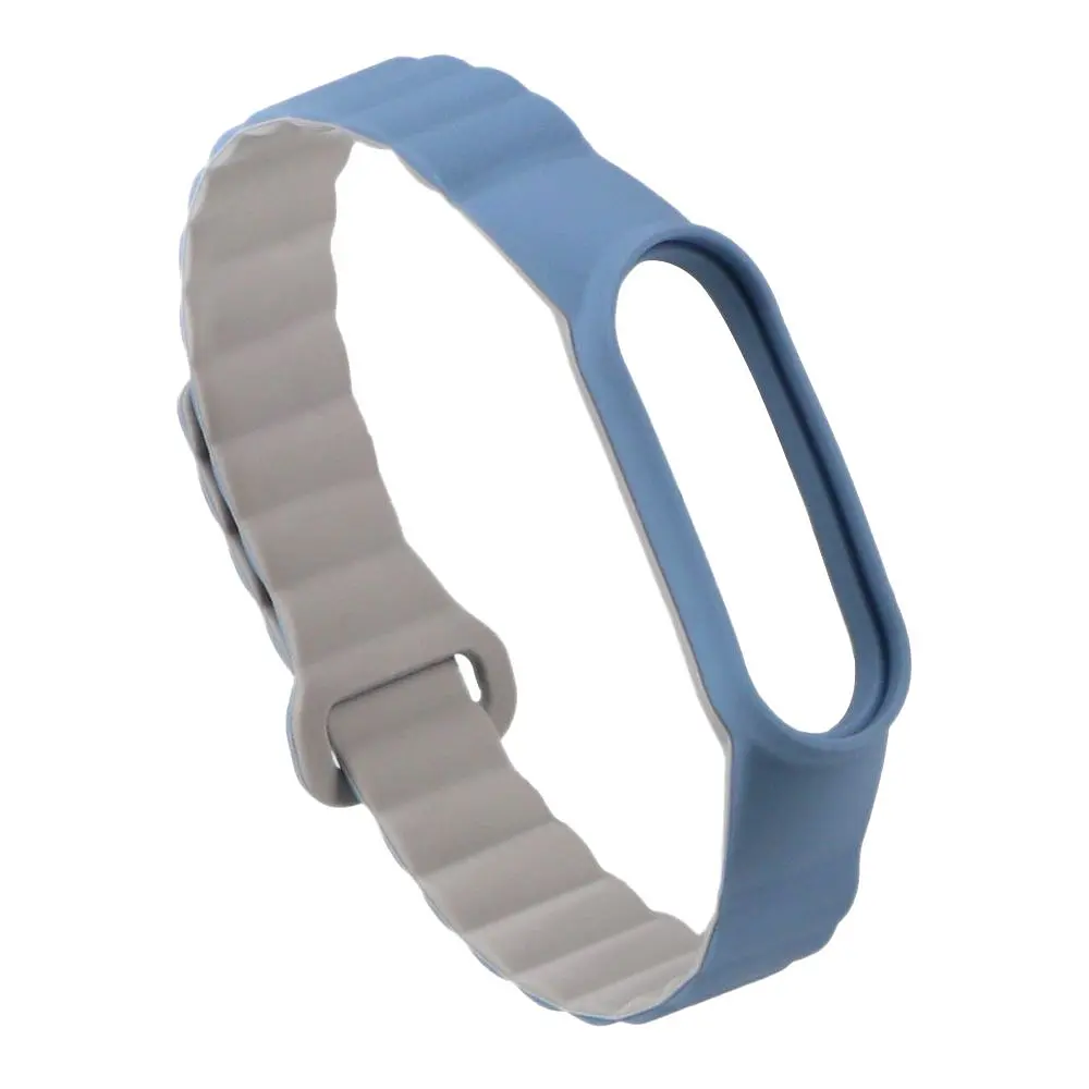 Силіконовий ремінець Silicone Link Xiaomi Mi Band 3/Mi Band4/Mi Band 5 /Mi Band 6/ Mi Band 7 Lilac blue/Beige