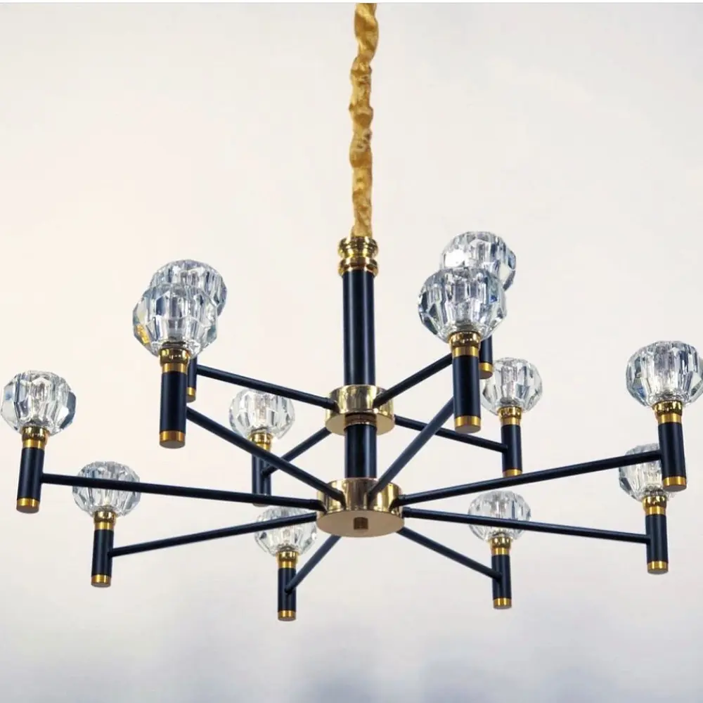 Элегантная люстра на 6 или 12 ламп со стеклянными плафонами Line.F Количество ламп 12 - фото 4