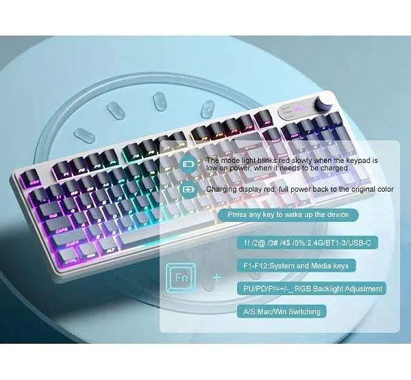 Клавіатура MageGee GK960 RGB Wireless (6971969728936) Black/Blue (G-000004397) - фото 7